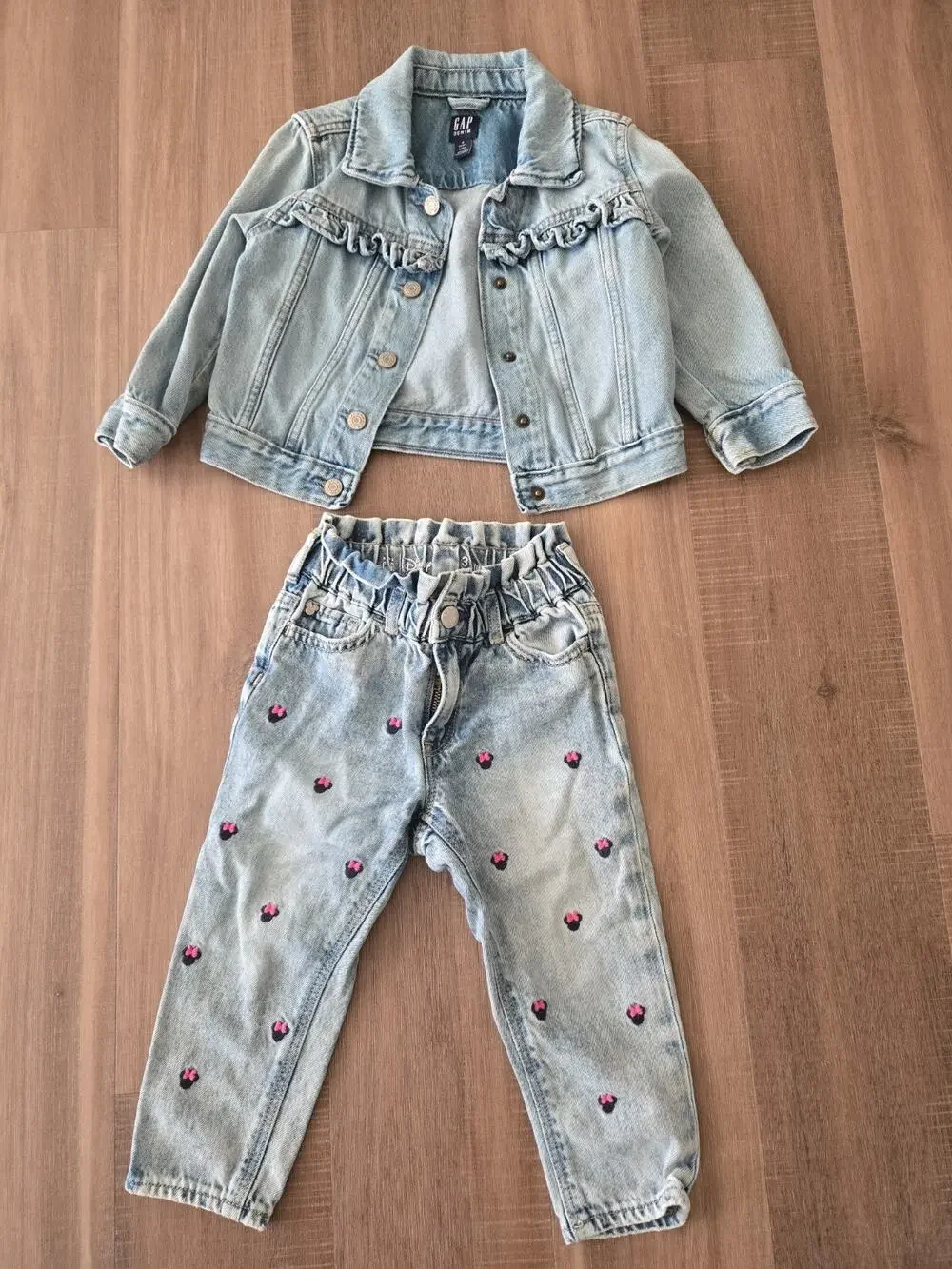 Gap Baby Disney Minnie Mouse Jean Jacket & Pants Set Size 3T Toddler Girls